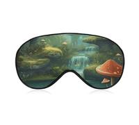 View of Fantasy Masque de sommeil en forme de champignon de rivière pour homme et femme avec sangle réglable - Masque occultant doux et respirant - Antidérapant - Essentiels de voyage