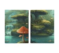 View of Fantasy River Porte-passeport en forme de champignon avec fente pour passeport pour homme et femme