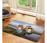 View of The Dunguaire Castle Tapis d'alimentation pour animal domestique 40 x 60 cm, tapis absorbant pour gamelle de nourriture et d'eau, tapis de nourriture pour chat en cuir synthétique, tapis
