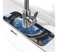 View The Sci-Fi Planet from The Space Station Tapis de robinet pour évier de cuisine, tapis de séchage super absorbant pour évier de cuisine, salle de bain, café, bar, cadeau décoratif (38,1 x 14 cm)
