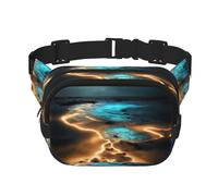 View under the moon Sac à bandoulière imprimé tendance, sac banane de randonnée, sac à bandoulière carré double couche de voyage et de fitness, noir, taille unique