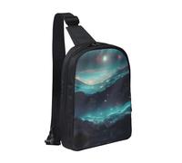 View Under The Moon Sac de poitrine à double poche - Parfait pour les concerts, le sport, les voyages, le cyclisme et la randonnée - Sac à dos à bandoulière, Stars de science-fiction, Taille unique