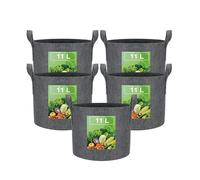 VIEWALL 12L Sac de Plantation Terre en Tissu avec Poignée,Sacs de Culture de Plantes Réutilisable pour Cultiver Pommes Terre,Tomates,Légumes,Fleurs,Un Pot de Jardin Épaissi et Aéré,5pcs Gris