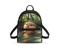 Viewamoon Mini sac à dos pour femme - Petit sac à dos de voyage avec poignées pour le travail d'anniversaire, Animal loutre kawaii, Sacs à dos de jour