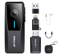 VIEWLON Microphone Lavalier sans Fil avec Casque de Moniteur, réduction du Bruit à 8 Niveaux, pour iPhone/Android/PC, Microphone à Revers pour Enregistrement