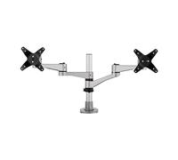 ViewSonic LCD-DMA-001 Bras de Montage de Bureau pour 2 écrans jusqu'à 24 Pouces chacun, Compatible VESA, réglage Ergonomique Complet, Base de Montage 2 en 1 et Gestion des câbles intégrée