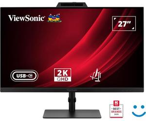 ViewSonic VG2741V-2K Monitor mit Hello-zertifizierter Webcam 68,6 cm (27``) Quad HD, IPS, 4 ms, HDMI, DisplayPort, USB-C, USB-A, RJ45, 3,5 mm Klinke (VG2741V-2K)