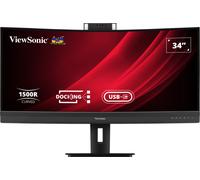 ViewSonic VG3457CV 34' UWQHD 21:9 Curved Video Conferencing Docking Monitor mit Windows Hello & Zoom®-zertifizierter Pop-up-Webcam
