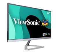 ViewSonic VX2776-Smhd Moniteur 27", Full HD, 4ms, VGA, HDMI, DisplayPort, haut-parleurs, H178 / V178, chassis argenté, sans bords sur 3 côtés, pied argenté
