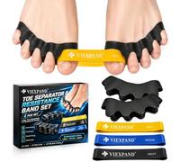 Viexpand 2 Paires De Séparateur Noir Avec 3 Bandes D Entraînement, Ecarteur Orteil, Kit De Séparation D Orteils, Silicone Gel Souple Réutilisable Anti Frottement Confort Pieds Unisexe