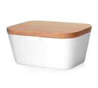 VIFERR Beurrier, Boîte à Beurre avec Couvercle en Bois, Rangement de Beurre de 250 g, Anneau en Silicone