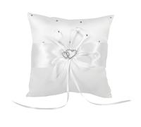 VIFERR Coussin D’alliances, Coussin Oreiller Porteur de Bague Coussin Porte Alliances avec Nœud Papillon pour Mariage Fiançailles (20 X 20 cm Blanc)