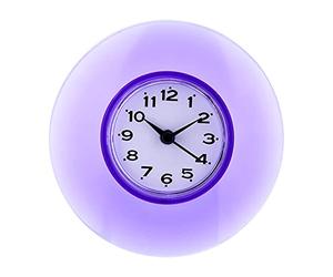 VIFERR Horloge Murale en Plastique, Mini Horloge Murale à Aspiration, Horloge Numérique à Quartz étanche, Amovible pour Cuisine, Bureau, Douche, Décoration (Violet)