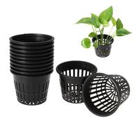 VIFERR Lot de 10 Gobelets en Filet De Jardin, Pot de Plantation Hydroponique en Filet pour Plantes de Pépinière en Plastique(Noir)