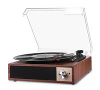VIFLYKOO Platine Vinyle Bluetooth 5.4, Tourne-Disque avec Haut-Parleurs Stéréo Intégrés, 3 Vitesses (33/45/78 Tours/Min), Lecteur Vinyle Compatible avec RCA, USB et Entrée/Sortie AUX, Acajou