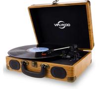 VIFLYKOO Platine Vinyle, Platine Vinyle à Encodeur Numérique Portabl Bluetooth avec Haut-parleurs Stéréo intégrés à Trois Vitesses 33/45/78 TR/Min et Entrée/Sortie AUX - Bois Naturel