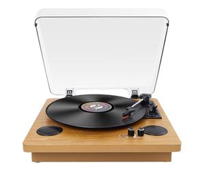 VIFLYKOO Platine Vinylec, Tourne Disque Vinyle Bluetooth 5.4 avec 3 Vitesses 33/45/78 TR/Min, Lecteur Vinyle LP 2 Haut-parleurs, USB, Entrée AUX, Sortie RCA