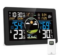 VIFLYKOO Station Météo Sans Fil, Thermomètre et Hygromètre Intérieur Extérieur avec Capteur Externe, Prévisions Météo, Écran VA 7,5", Baromètre, Alarme, 4 Rétroéclairage Réglable