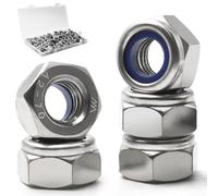 Vifmy 90 écrous de blocage à insert en nylon M8-1,25 mm, écrous de blocage en acier inoxydable 304 A2-70, filetage métrique standard