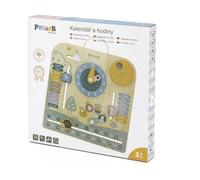 VIGA Calendrier et horloge en bois Langue tchèque