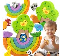 VIGA Casse-tête arc-en-ciel en bois Blocs créatifs Montessori