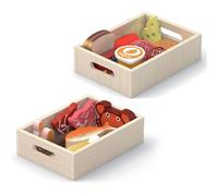 VIGA Ensemble de produits alimentaires en bois dans les caisses petit déjeuner poisson viande Aussi en corel montant retiré