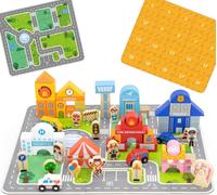 VIGA Jeu de construction en bois Cubes Planche Figures