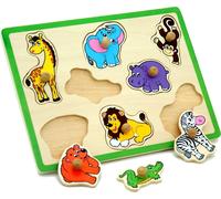 Viga - Puzzle à poignées avec des motifs d'animaux de la jungle - Bois