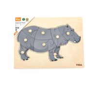 VIGA Puzzle en bois Montessori Hippo avec chevilles