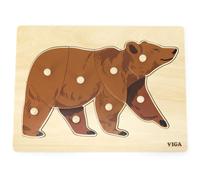 VIGA Puzzle Montessori en bois Ourson avec badges