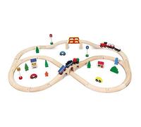 Viga Toys - 56304 - Modélisme Ferroviaire - Train en Bois - 49 Pièces