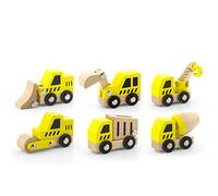 Viga Toys Lot de 6 engins de Construction - en Bois