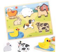 Viga Toys - VIGA Montessori 2in1 Puzzle en bois Figures de la ferme