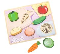 Viga Toys - VIGA Puzzle en bois Montessori 2en1 figures Légumes