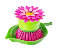 vigar 6482 Flower Power Brosse à Main avec Support Plastique Rose 8 x 8 x 8 cm