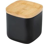 VIGAR - Boîte de Rangement - Collection Zense Bamboo - 8,5 x 8,5 x 9 cm - Accessoire Organisateur pour la Salle de Bain ou la Cuisine - Boîte Carrée - en Noir et Bambou