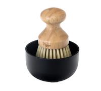 Vigar - Brosse à Vaisselle avec Distributeur de Savon - 9 x 9 x 12 cm - Modèle Vintage - Brosse Frega Plats à Main - Manche en Bambou - Pratique et Pratique - Nettoyage sans Rayures - Noir