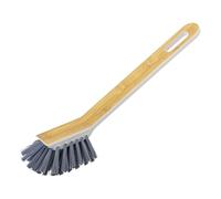 Vigar Brosse à Vaisselle Ovale avec Manche, 7.3.x5.5x24 cm, Brosse à Vaisselle Grise avec Manche en Bambou, Lave-Vaisselle pour la Vaisselle, Les Gobelets et Les Bouteilles d'eau en Verre