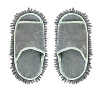 VIGAR - Chaussures pour Maison - Microfibre - 32 x 16,5 x 4 cm - Collection Rengo - Chaussons Amusants et Confortables - Homme et Femme - Gris, Gris et Vert, Taille Unique