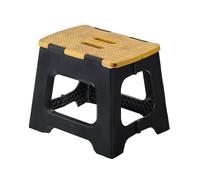 Vigar Compact Tabouret Pliant pour Adultes, 27 cm Marche Pied Pliable, Antidérapant Escabeau pour Salle de Bain, Jardinage, Kitchen, House, Bureau, Supporte jusqu'à 150 kg, Noir, Bamboo Print on Top