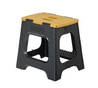 Vigar Compact Tabouret Pliant pour Adultes, 32 cm Marche Pied Pliable, Antidérapant Escabeau pour Salle de Bain, Jardinage, Kitchen, House, Bureau, Supporte jusqu'à 150 kg, Noir, Bamboo Print on Top