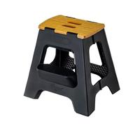 Vigar Compact Tabouret Pliant pour Adultes, 40 cm Marche Pied Pliable 2 Marches, Antidérapant Escabeau pour Salle de bain, Jardinage, Kitchen, House, Supporte jusqu'à 150 kg, Noir, Bamboo Print on Top