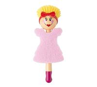 VIGAR Dolls Brosse à Vaisselle avec Manche et Éponge en Forme de Robe, 9 x 7,5 x 23,5 cm, Brosse à Vaisselle Jaune, Éponge Double Face Rouge et Rose, Brosses à Vaisselle pour la Cuisine