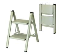 Vigar Escabeau pliable à 2 marches jusqu'à 150 kg, léger, antidérapant, en acier, avec poignée en métal, pour la maison, vert