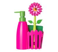 VIGAR Flower Power Set pour évier avec Distributeur de Savon Magenta/Vert 14 x 7 x 26,5 cm