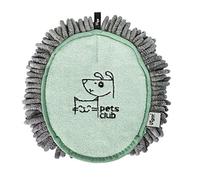Vigar - Gant Sèche-Cheveux pour Animaux - Modèle Pets Club - 17 x 21 x 2,5 cm - Gant en Microfibre avec Crochet - Chiens et Chats - Vert et Gris