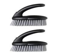Vigar Lot de 2 Brosses Multifonctions à Poils Durs, Brosse à Récurer avec Manche Ergonomique pour Salle de Bain, Douche, Baignoire, Carrelage, Mur, 16 x 7 x 9 cm, Noir