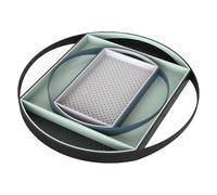 Vigar - Lot de 4 Plateaux pour Servir Les Aliments - 42 x 42 x 3 cm - Modèle Glacial à Rabat - Plateaux Qui s'emboîtent - 2 Découpés et 2 Lisses - Bleu, Turquoise, Gris et Noir