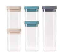 VIGAR - Lot de 5 boîtes - 1,9 L + 1,2 L + 800 ml + 500 ml - Homey - Boîtes de rangement et hermétiques en silicone - Avec plastique sans BPA - Bleu, gris et rose