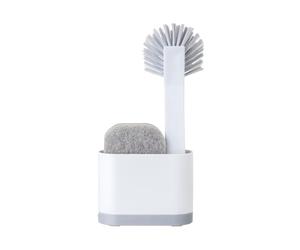 VIGAR Organisateur de Cuisine - Base avec éponge et Brosse - 12 x 5 x 26 cm - Collection Rengo - Plateau Amovible - Design étroit - Blanc